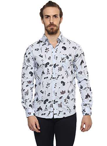 MUFTI Men's Printed Slim fit Casual Shirt (MFS-9306-G-08-08-Sky 2XL) 1