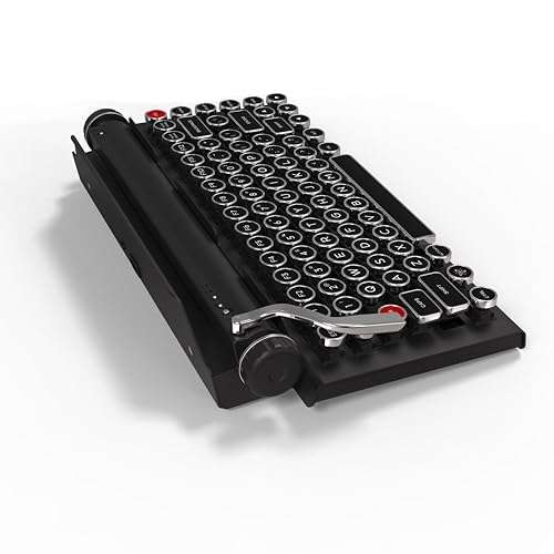 QWERKYTOYS Qwerkywriter Typewriter Inspired Retro Mechanical Wired & Wireless Keyboard with Tablet Stand 3