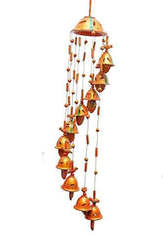 VEENA@WindChimes Hanging Bell for Good Luck Terracotta Wind Chime Home Decorative Hanging Bell for Outdoor Garden Home Office_CWQ29