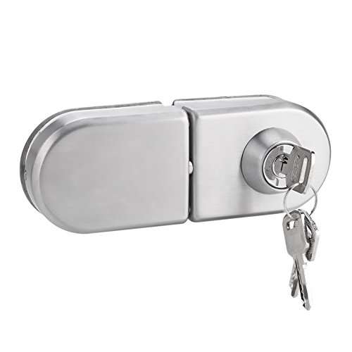 Stainless Steel Glass Door Hinge, Anti Theft Security Lock with Keys 10~12mm for hroom Shower Glass Door Cupboard 1