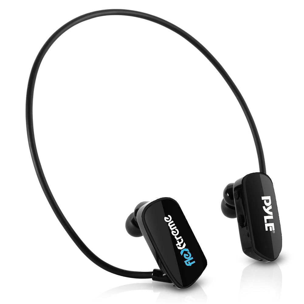 Pyle MP3 Player Bluetooth Headphone - Waterproof Swim IPX8 Flexible Wrap-Around Style Headphones Built-in Rechargeable Battery Bluetooth w/ 8GB Flash Memory & Replacement Earbuds - PSWP28BK Black 1