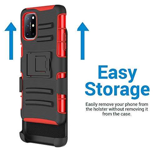 Ryphez for OnePlus 8T Case,OnePlus 8T 5G Case,Holster Shockproof Full-Body Protective Hybrid Case with Swivel Belt Clip and Kickstand for OnePlus 8T/OnePlus 8T 5G (Red) 4