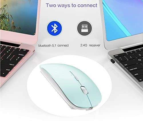 Bluetooth Wireless Mouse for Mac Laptop Chromebook Windows Desktop Computer Notebook PC MacBook iPad Pro Air, Rechargeable Wireless Mouse(Blue) 4