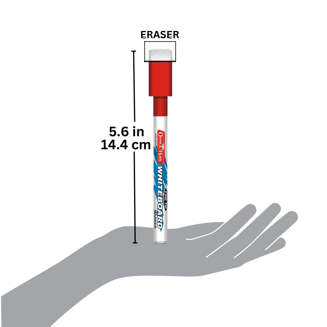 Soni Officemate Fine Tip Whiteboard Marker with Duster On Cap Assorted Color (Pack of 10) 5