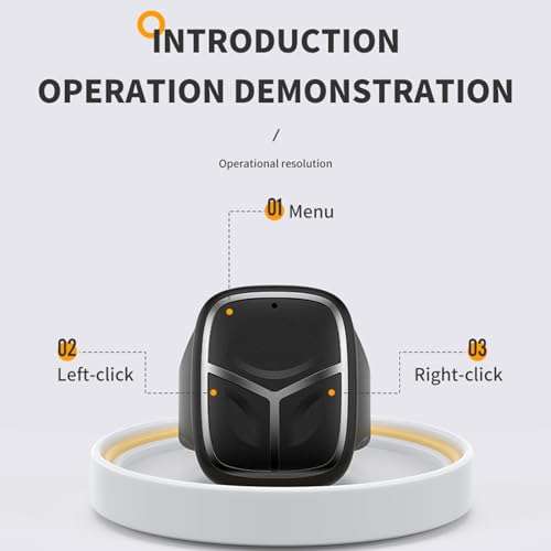 Bluetooth Ring Mouse, Wireless Handheld Remote Control Finger Mouse, Portable Mini Wearable Rechargeable for Phone/Tablets/iOS/Android/Harmony OS (Black) 5