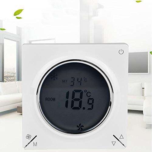 Junluck Thermostat, LCD Thermostat, LCD Air Conditioning Fan Coil Central Thermostat Water or Wind Heating Room Programmable Temperature Controller 3