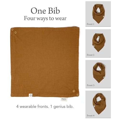 Kishu Baby Indi Organic Baby Bandana Bibs – Fairtrade 4-Way Reversible Drool Bibs for Boys & Girls – Unisex (Set of 5) (Sahara) 5
