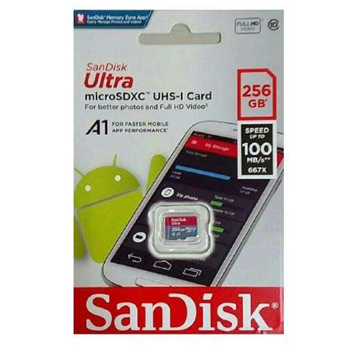 SanDisk Ultra 256GB MicroSD XC Class 10 A1 UHS-1 Mobile Memory Card up to 100MB/s Read Speed (SDSQUAR-256G-GN6MN) with MemoryMarket Lanyard and Dual Slot MemoryMarket MicroSD & SD Memory Card Reader 2