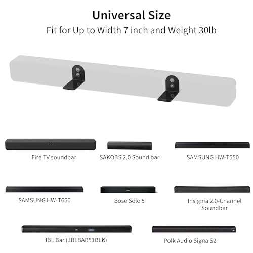 HomeMount Universal Soundbar Wall Mount - Adjustable Sound bar Mounts Mounting Shelf Stand Bracket for Fire TV/Samsung/TCL Channel Home Theater/LG/Vizio/Polk Audio/Klipsch/Insignia/JBL/Sony Sound Bars 2