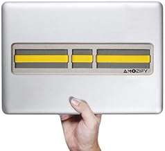 AMOZIFY Shift 3-Bands Stick-On Laptop Organizer – Adhesive Elastic Storage, Mouse Holder for Laptop Stick on & External Hard Drive Holder (Gray-Yellow) 1