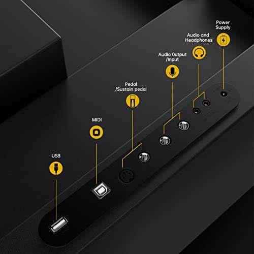 Rosen EP30 Beginner Digital Piano 88-Key Full Size Semi-Weighted Keyboard Piano, Portable Electric Piano with Sustain Pedal,Power Supply, 2x20W Speakers, Bluetooth and MIDI 5