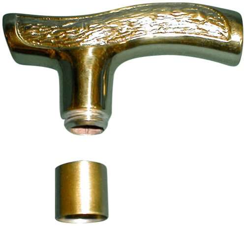 JWL (1) Cane Walking Stick Handle Fritz Style Cast Brass with Outside Connector 1