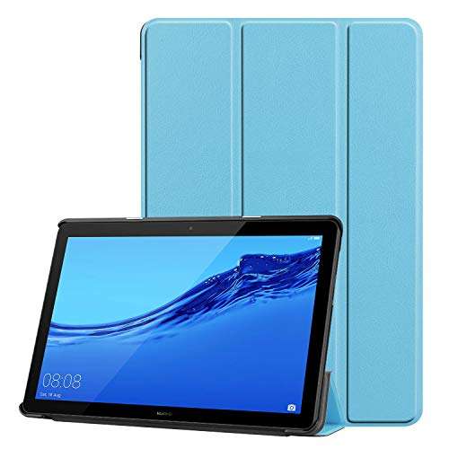 Robustrion Smart Trifold Hard Back Flip Stand Case Cover for Huawei Mediapad T5 10.1 inch 2019 Release - Light Blue 1