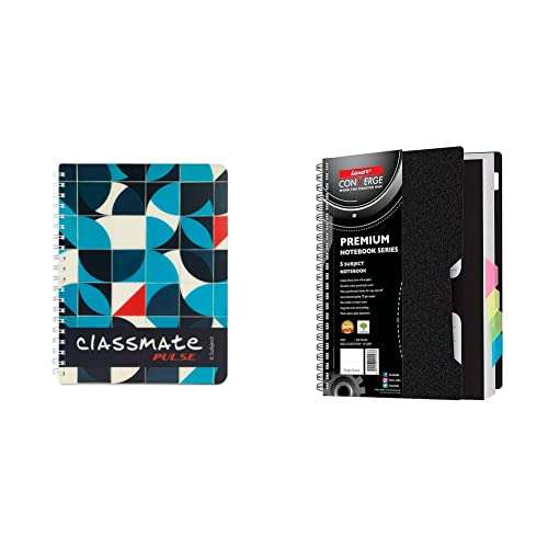 Classmate Premium 6 Subject Spiral Notebook - 203Mm X 267Mm, Soft Cover, 300 Pages, Unruled & Luxor 5 Subject Single Ruled Notebook - A4, 70 Gsm, 300 Pages