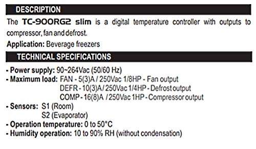 Digital Controller for Refrigeration and DEFROST - TC-900RG2 Slim 4