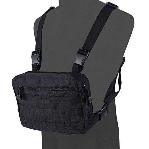 abcGoodefg Tactical Molle Radio Chest Harness Holder Holster Vest Front Pouch Outdoor Bag Pack (TAN) 3