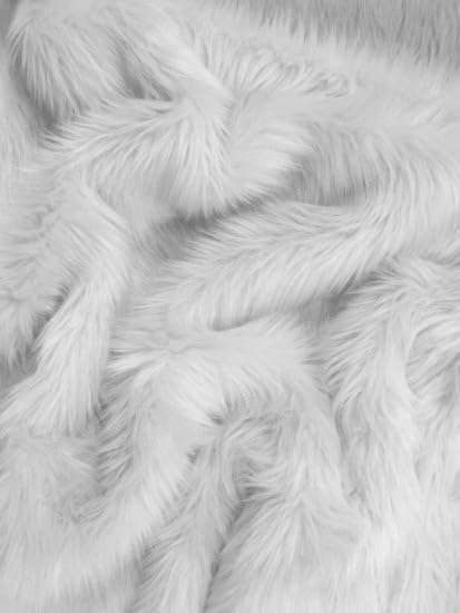 PICKKART Fluffy Faux Fur Fabric, for Dresses, Jackets, Coats, Scarves, Pillow Covers, Blankets and Home Decor (White) 3