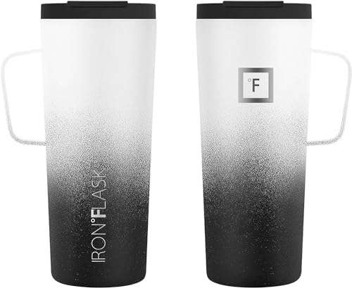IRON °FLASK Grip Novelty Coffee Mug - Leak Proof, Vacuum Insulated Stainless Steel Bottle, Double Walled, Thermo Travel, Hot Cold, Water Metal Canteen - Day & Night, 16 Oz - Rubber Bottom 3
