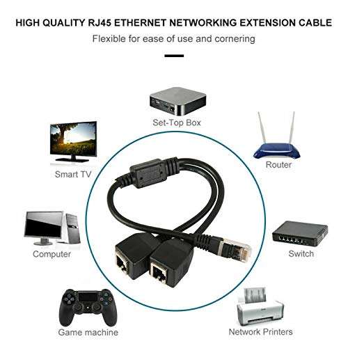 RJ45 Network Splitter Adapter Cable,RJ45 1 Male to 2 Female RJ45 Splitter LAN Ethernet Network Extension Cable Adapter Suitable for Super Cat5,Cat5e,Cat6,Cat7 LAN Ethernet Socket Adapter Connector 6