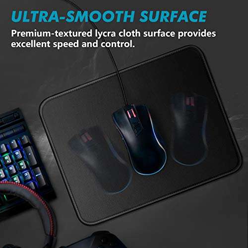 TONOS Mouse Pad 3 Packs, Basic Black Mouse Pad for Desk 11 x 8 3/4 x 1/8 in with Urtra-Smooth Surface, Stitched Edges and Non-Slip Rubber Base. Computer Mouse pads for Laptop & PC, Gaming & Working. 3