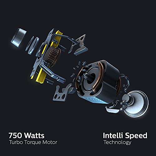 PHILIPS HL7777/00 Mixer Grinder, 750W, 4 Jars, Smart One-Touch Mode, 50%* Reduction in sound power, Digital Interface, Intelli-speed Technology for Pre-Set cooking, Soft Sound Technology, Metallic Silver and Bold Black, Large 3