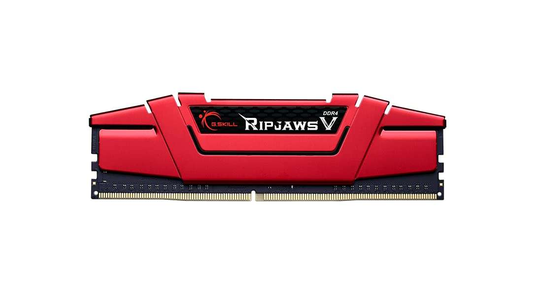 G.SKILL RipjawsV Series DDR4 RAM (XMP) 16GB (2x8GB) 2666MT/s CL15-15-15-35 1.20V Intel AMD Desktop Computer Memory U-DIMM - Red (F4-2666C15D-16GVR) 3