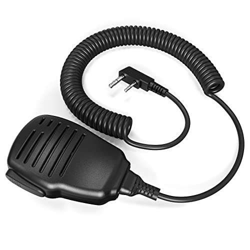 SAMCOM Walkie Talkie Speaker Mic, 2 Pin K Type Handheld Two Way Radios Shoulder Lapel Mic Microphone with Rainforced Cable,1 Pack 1