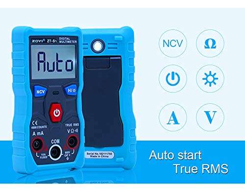 ZT-S1 Automatic Digital Multimeter True-RMS Intelligent NCV 4000 Counts AC/DC Voltage Current Ohm Test Tool-GOLDEN BLUE 2