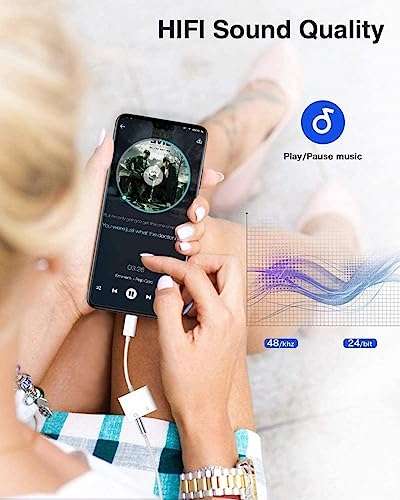 2Pack Lightning to 3.5mm Headphones Jack Adapter,MFi Certified 2 in 1 iPhone Headphone Adapter Dongle Charger Jack Lightning to 3.5mm AUX Cord Splitter Compatible for iPhone 13/12/11/XS/XR/X/8/7 5