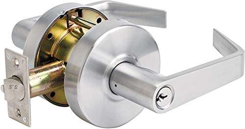 Master Lock Keyed Entry Door Lock, Brushed Chrome Finish Commercial Door Handle, Interior or Exterior Lever Style Locking Door Handle, SLCHKE26D 1
