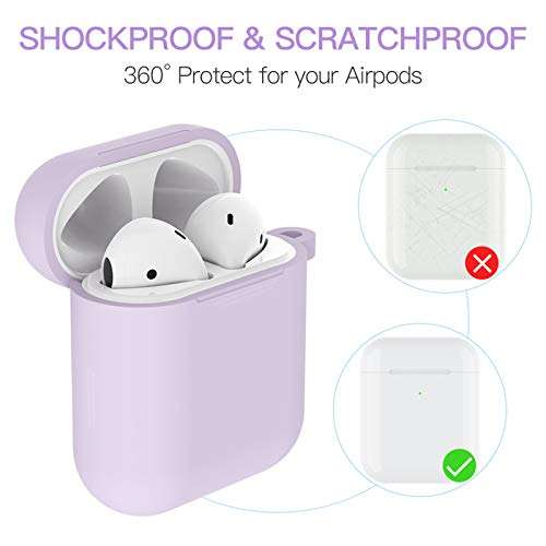 CTYBB for Airpod Case,Silicone Airpods Case Cover with Fur Ball Keychain Compatible with Apple Airpods 2/1 (Front LED Visible) 4