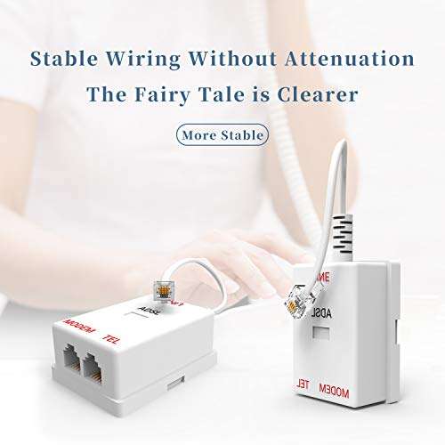 In-line DSL Filter Splitter, 3 Pack ADSL Splitter Filter RFAdapter for Telephone, Modem, Fax Machine, Landline Phones, Printer 4