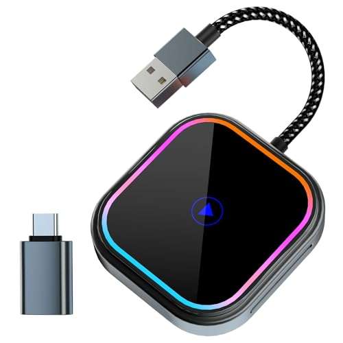 Wireless Carplay Adapter for Apple iPhone iOS 10+/Android/Outo Built-in CarPlay Cars,Converts Wired to Wireless Dongle Cars for Wireless Control Plug & Play Carplay from 2017 iOS 10+ to Screen w/USB C 1