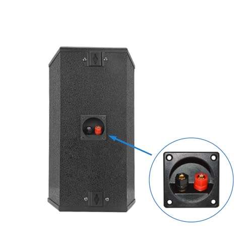 Howonder 2.2 Inch Square 2-Way Speaker Box Terminal，Speaker terminals Cup with Banana Plugs,subwoofer Box Terminal with Mounting Screws （2 Pack Black） 5