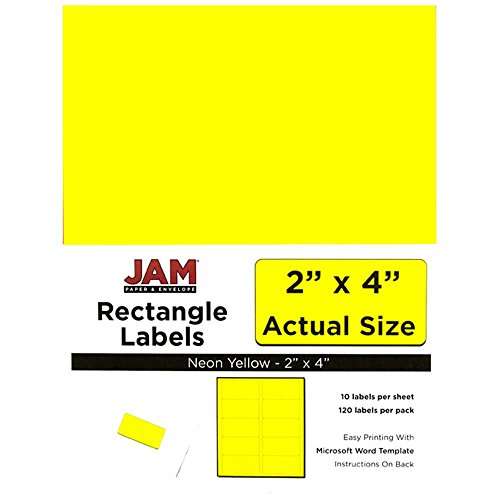 JAM PAPER Shipping Address Labels - Standard Mailing - 2 x 4 - Neon Fluorescent Yellow - 120/Pack 1