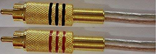 iecables Pair of Gold Plated Metal RCA (Phono) Red/Black Connectors to Open 16 awg Speaker Wire Leads (Heavy Duty 16 Gauge Perfect for Amplifiers and Subwoofers) 10 Feet 4