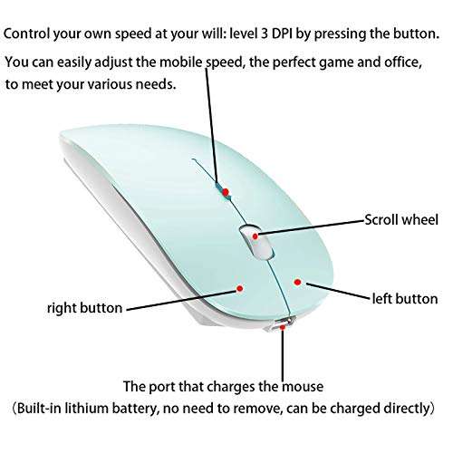 Bluetooth Wireless Mouse for Mac Laptop Chromebook Windows Desktop Computer Notebook PC MacBook iPad Pro Air, Rechargeable Wireless Mouse(Blue) 5