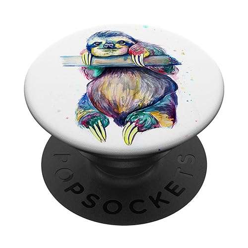 Sloth Art Funny Dog Cute Sweet Birthday Gift Sloth PopSockets PopGrip: Swappable Grip for Phones & Tablets PopSockets Adhesive PopGrip 1
