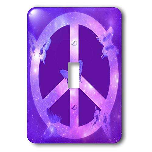 3dRose lsp_40234_1 Universe Peace Sign Purple Butterflies-Inspirational Art Single Toggle Switch 1