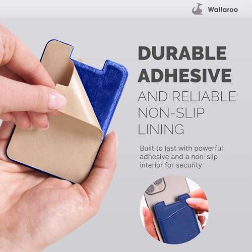 Wallaroo Premium Leather Cell Phone Wallet Stick On - Android and iPhone Wallet and Card Holder for Women and Men - Durable with Non-Slip Lining Secures Up to 3 Cards 6