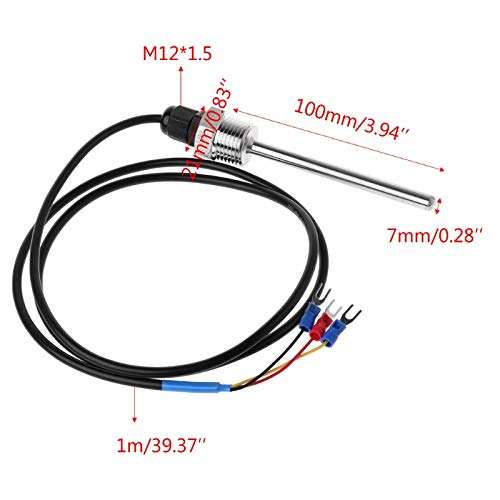 Abnana PT1000 SUS304 Housing Platinum Resistance Temperature Sensor G1/2 Thread 3-Wires (100mm) 5