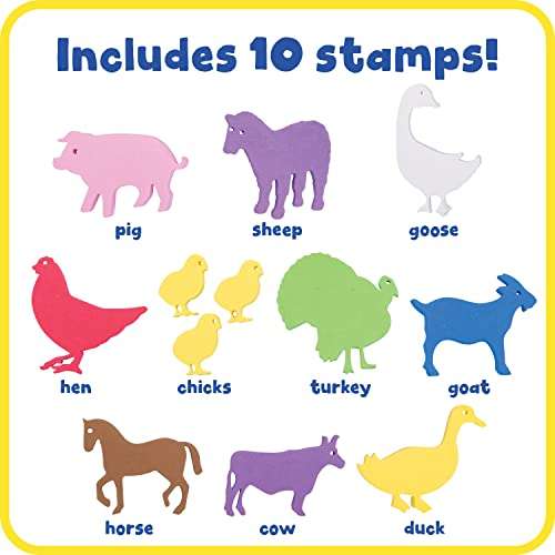 READY 2 LEARN Giant Stampers - Farm Animals - Set of 10 - Easy to Hold Foam Stamps for Kids - Arts and Crafts Stamps for Displays, Posters, Signs and DIY Projects 2
