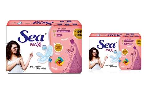 SEA Sanitary Pad For Women | 30 XXL Maxi + 6 XL Maxi Period Combo Pack | Organic Cotton Pad with Leak And Odour Lock Technology 1