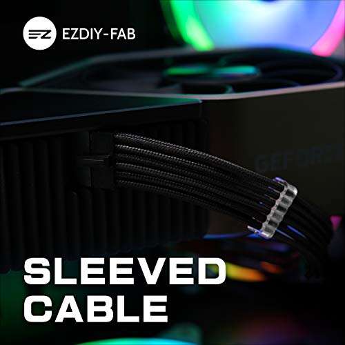 EZDIY-FAB RTX 3000 Series 12 Pin to Dual 8 Pin PCIe Sleeved Extension Cable 300 MM- Connector for NVIDIA Ampere GEFORCE RTX 3060ti 3070 3080 FE Funder Edition- Black Grey 5