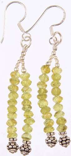 Exotic India Faceted Peridot Earrings - Sterling Silver