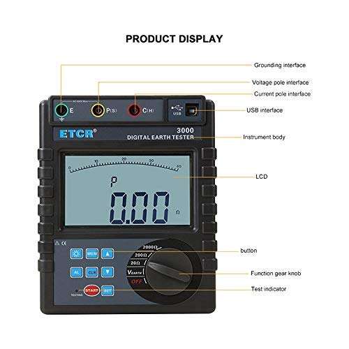 Aohi WXQ-XQ Resistance Current Detection Digital Multimeter ETCR3000 0~600V Digital Earth Resistance Meter Electric Tester 4