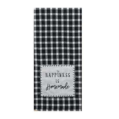 18TH STREET GIFTS Farmhouse Kitchen Towels, Set of 2 Black and White Buffalo Plaid Towels - Happiness is Homemade and Home Sweet Home 5