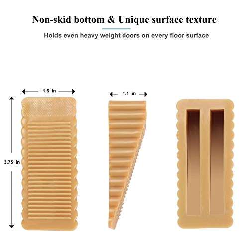 4 Pack Rubber Door Stopper - Door Stop Wedge, Keeps Doors Open, No Sliding or Marking Floors - Blocker for Hotel, Home, or Office (Brown) 2