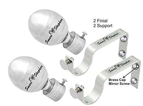 SMART SHOPHAR Stainless Steel Lumia Curtain Bracket 4 Inches Silver, Pack of 1 Set, 2pcs / Elegant Design/Durable Construction/Convenient Assembly/Suitable for Curtain Rods 2