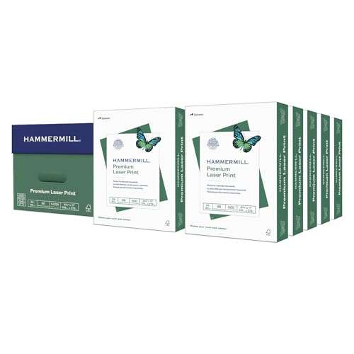 Hammermill Printer Paper, Premium Laser Print 24 lb, 8.5 x 11-10 Ream (5000 Sheets) - 98 Bright, Made in the USA, 104604C 1
